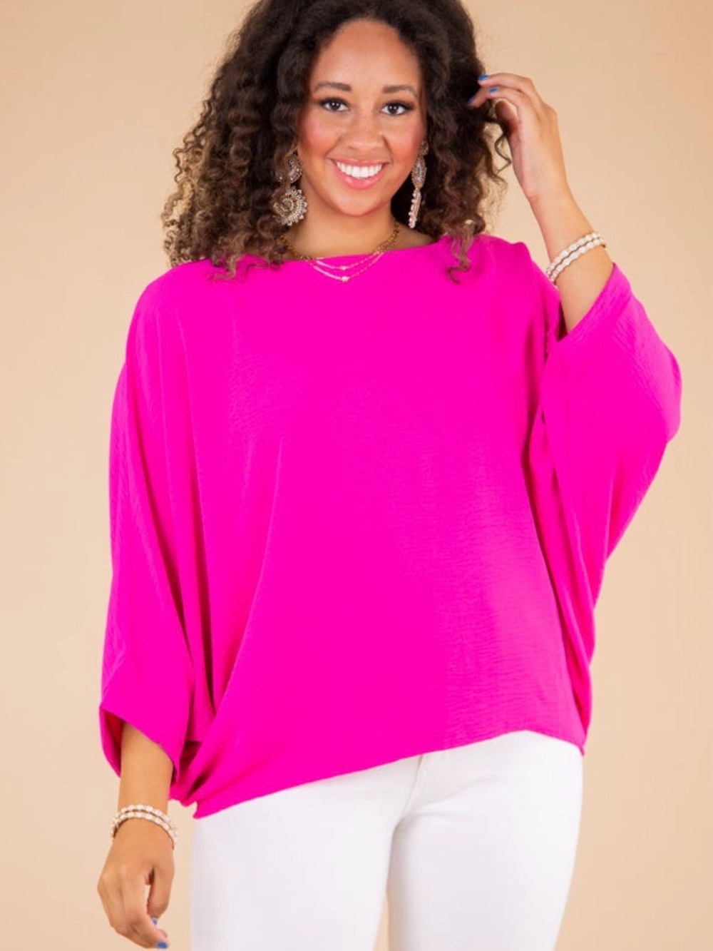 Dolman Sleeve Women’s Top in Bright Pink | Like New | Medium